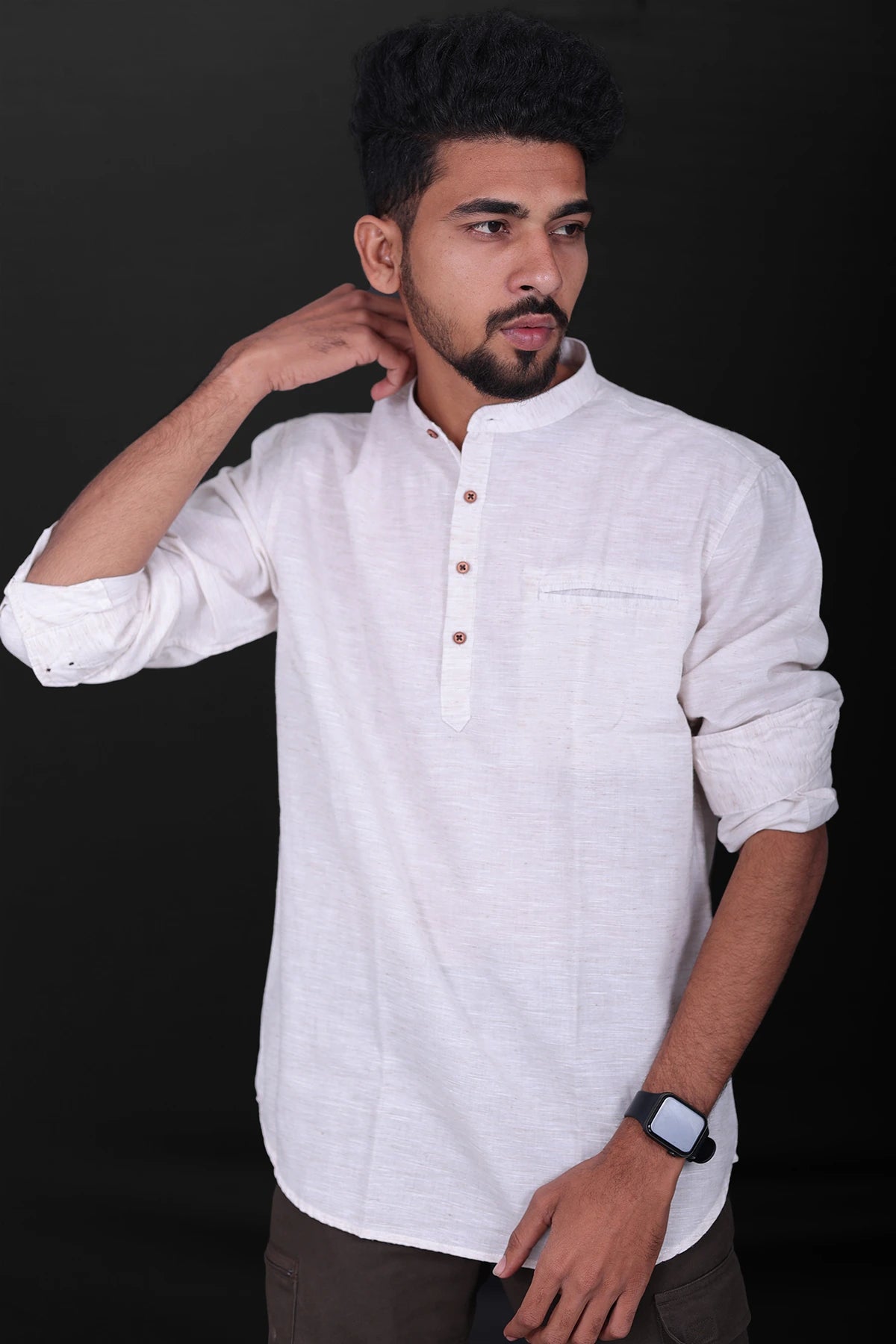 Linen Mens Kurta - Cream