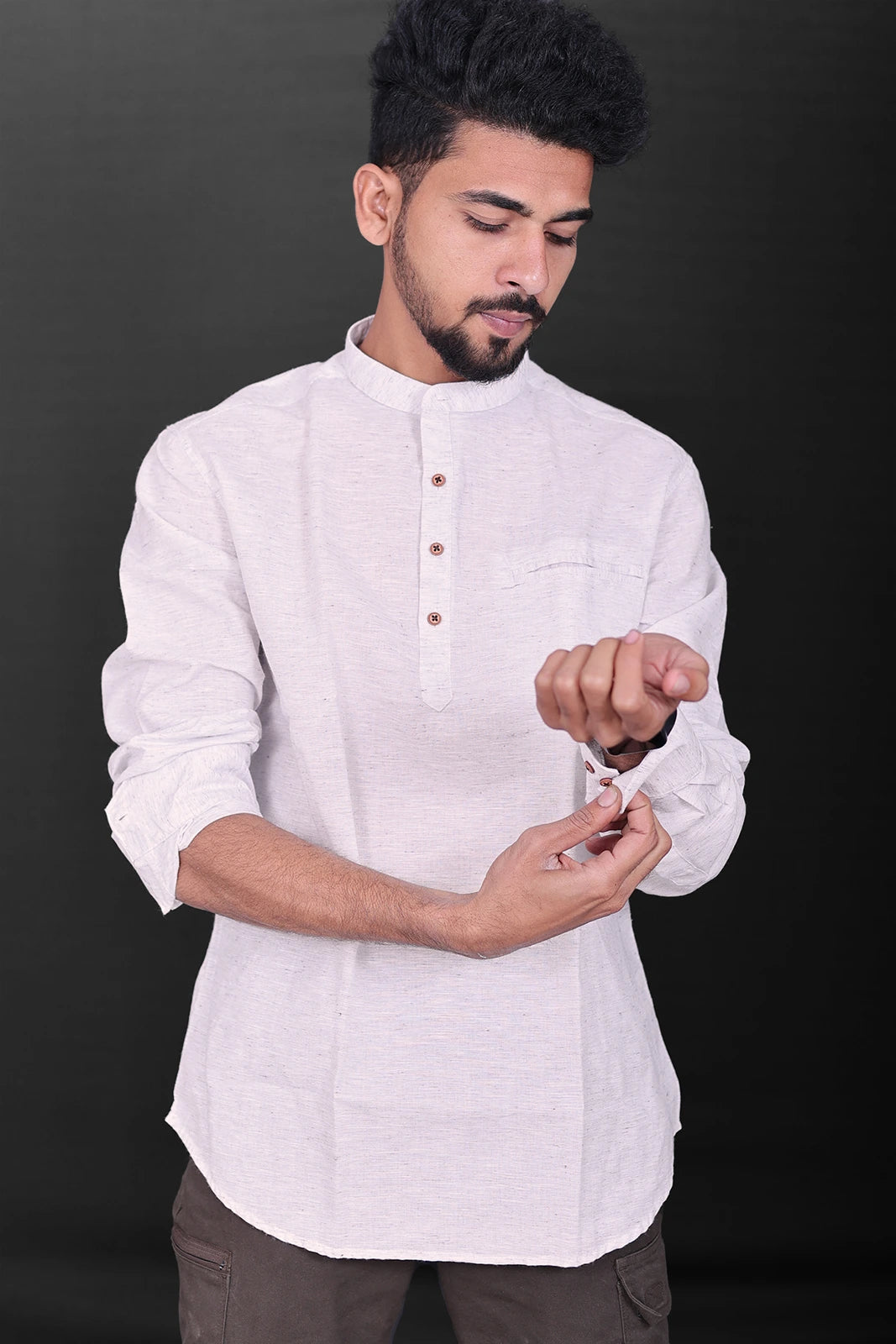 Linen Mens Kurta - Cream