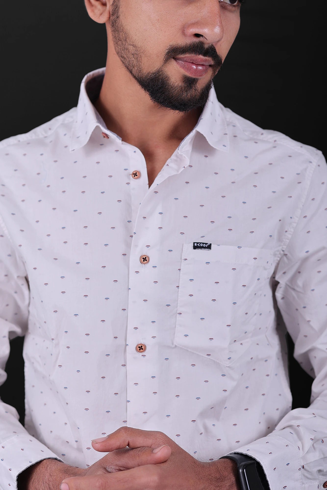 Geometric Printed Poplin Fabric Shirt