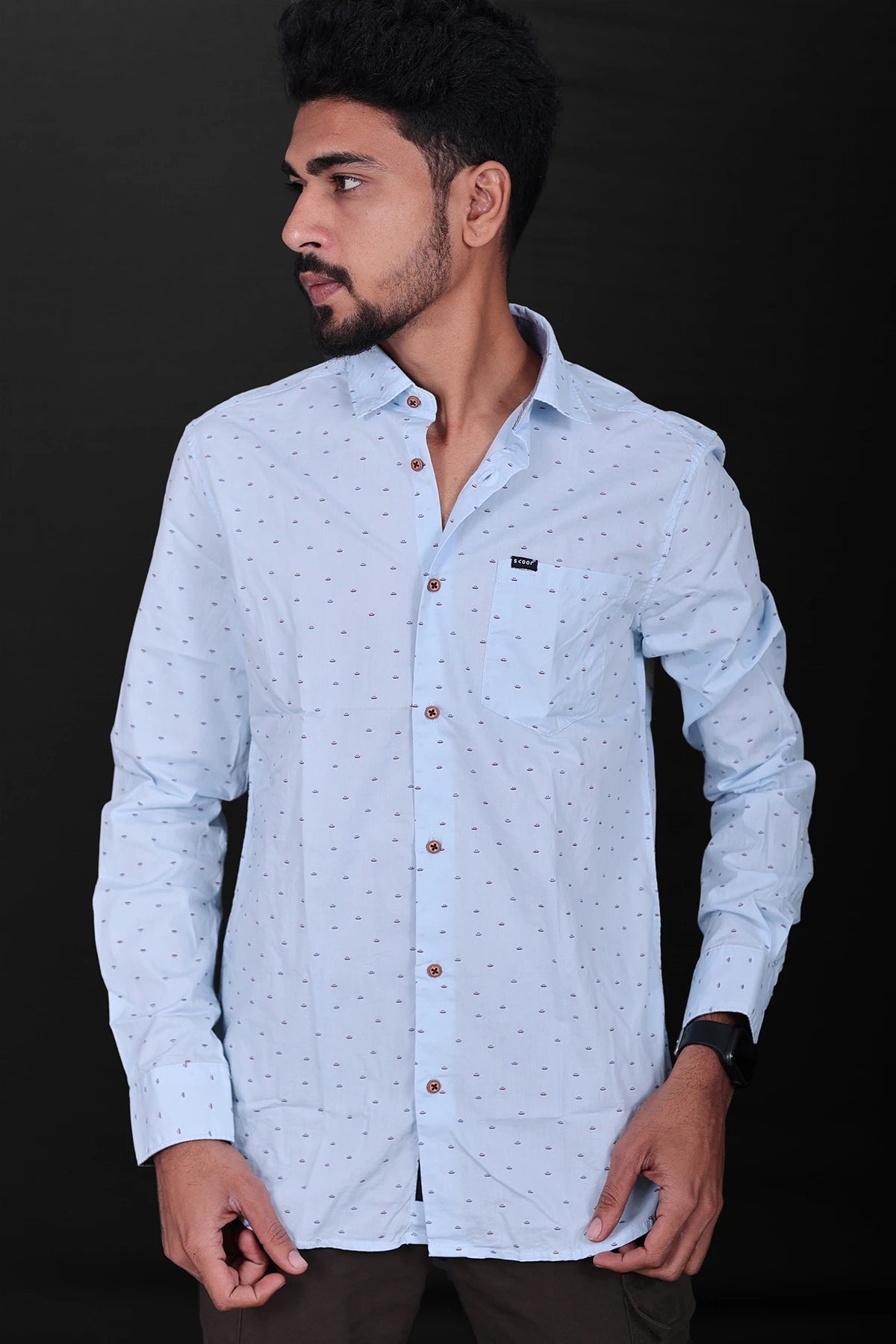 Geometric Printed Poplin Fabric Shirt