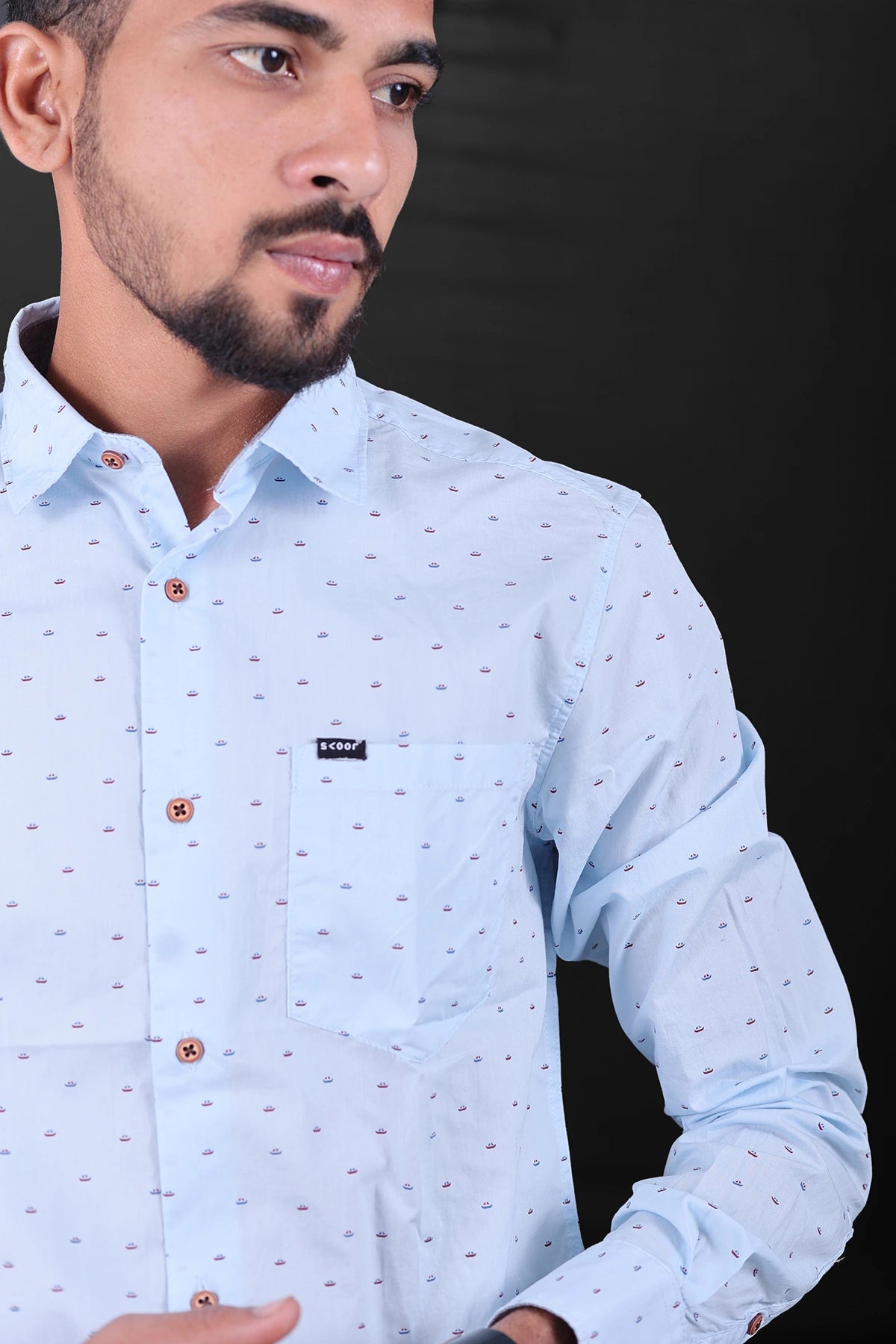 Geometric Printed Poplin Fabric Shirt