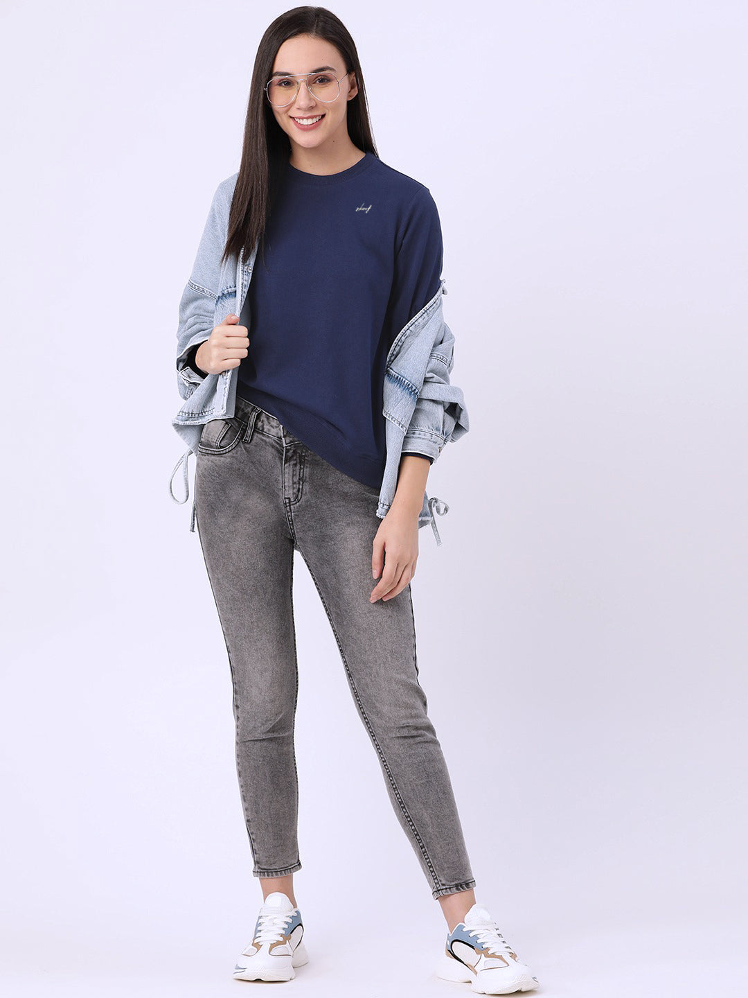 Signature sweatshirt - women - Nevy blue