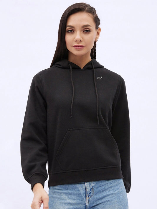 women signature hoodie - black